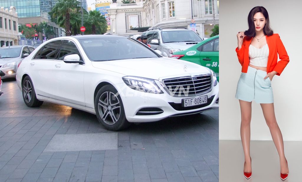 Bắt gặp ca sĩ Miu Lê mang xe sang Mercedes-Benz S400 dạo phố Sài Gòn.