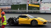 Ferrari F8 Spider cháy rụi trên đường do tài xế không biết lái xe số sàn