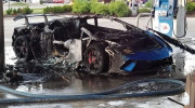 Lamborghini Huracan Performante bị thiêu rụi ở trạm xăng