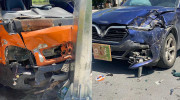 Hà Nội: VinFast Lux SA va chạm với xe tải, tài xế xe tải “bay” ra khỏi xe