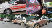 Hà Nội: Đỗ xe trong khu đô thị, hàng loạt ô tô bị tạt sơn đỏ sau một đêm