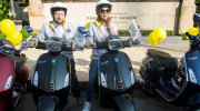 Dương Tử Quỳnh lái xe Vespa diễu hành và giao lưu cùng người hâm mộ Việt Nam trong chiến dịch Safe Steps