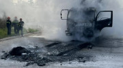 Vĩnh Phúc: Xe máy phát nổ sau khi va chạm với ô tô tải, 1 người bị thiêu tử vong