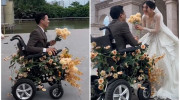 Phát sốt trước khoảnh khắc ngọt ngào của chàng trai “lái” xe hoa có 1-0-2 đi đón vợ