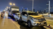 Sáu xe ô tô ‘dồn toa’ trên đường Vành đai 3 gây ùn tắc giao thông