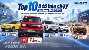 Top 10 ô tô bán chạy tháng 8/2026: VinFast tiếp tục áp đảo, Mitsubishi Triton bất ngờ 