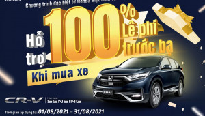 Honda CR-V ưu đãi 100% lệ phí trước bạ trong tháng 8/2021