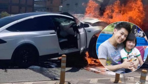 Lâm Chí Dĩnh và con trai gặp tai nạn trên Tesla Model X: 2 bố con được giải cứu trước khi xe bốc cháy