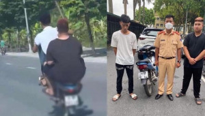 Qua tin báo Facebook, xử phạt một thanh niên bốc đầu xe máy